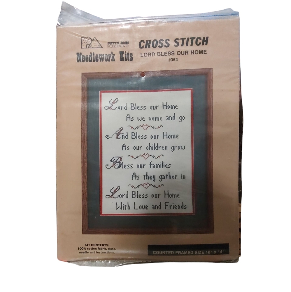 Patty Ann Creations Lord Bless This House #354 Counted CROSS STITCH KIT 10x14
